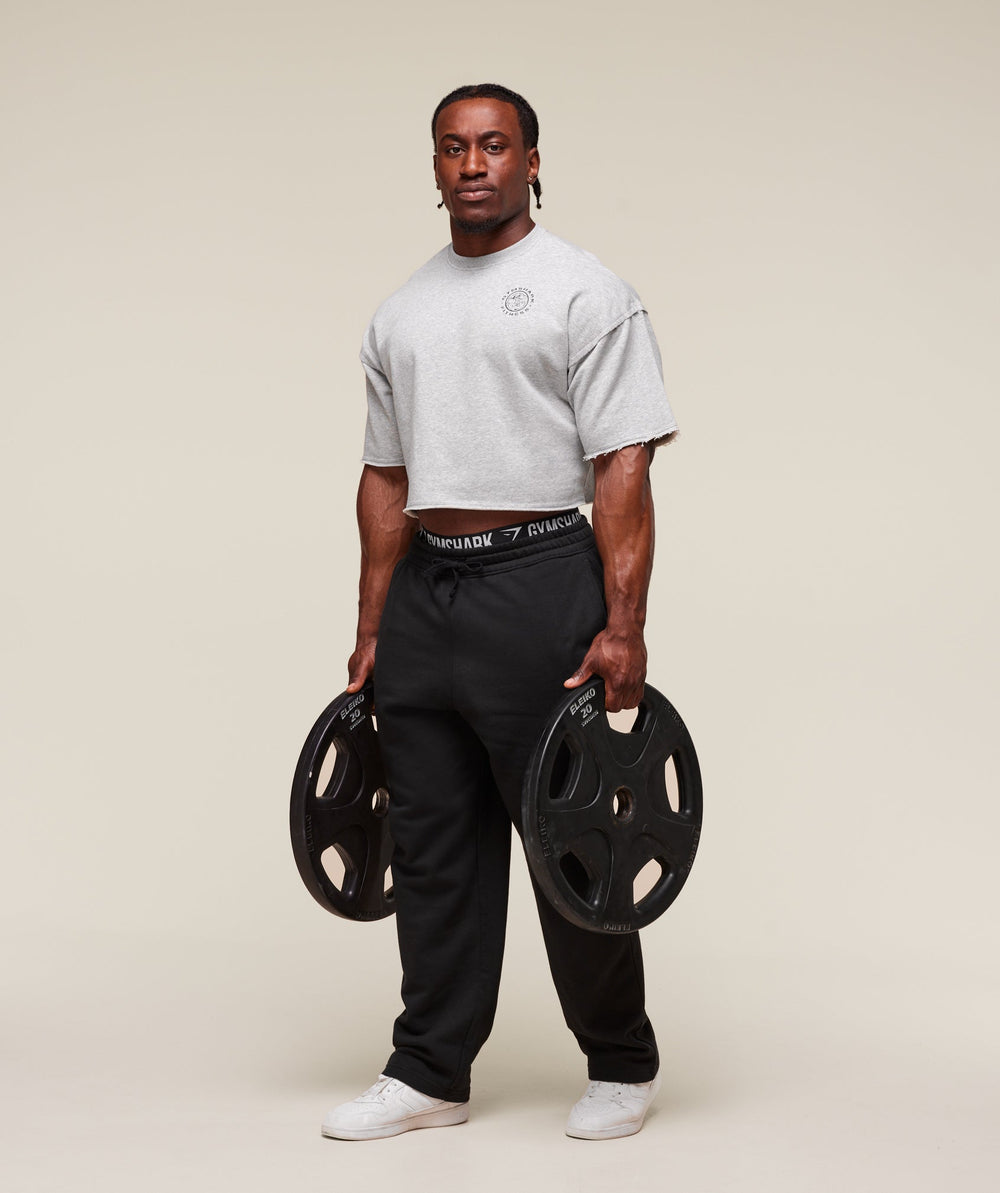 Legacy Cropped Short Sleeve Crew Light Grey Core Marl
