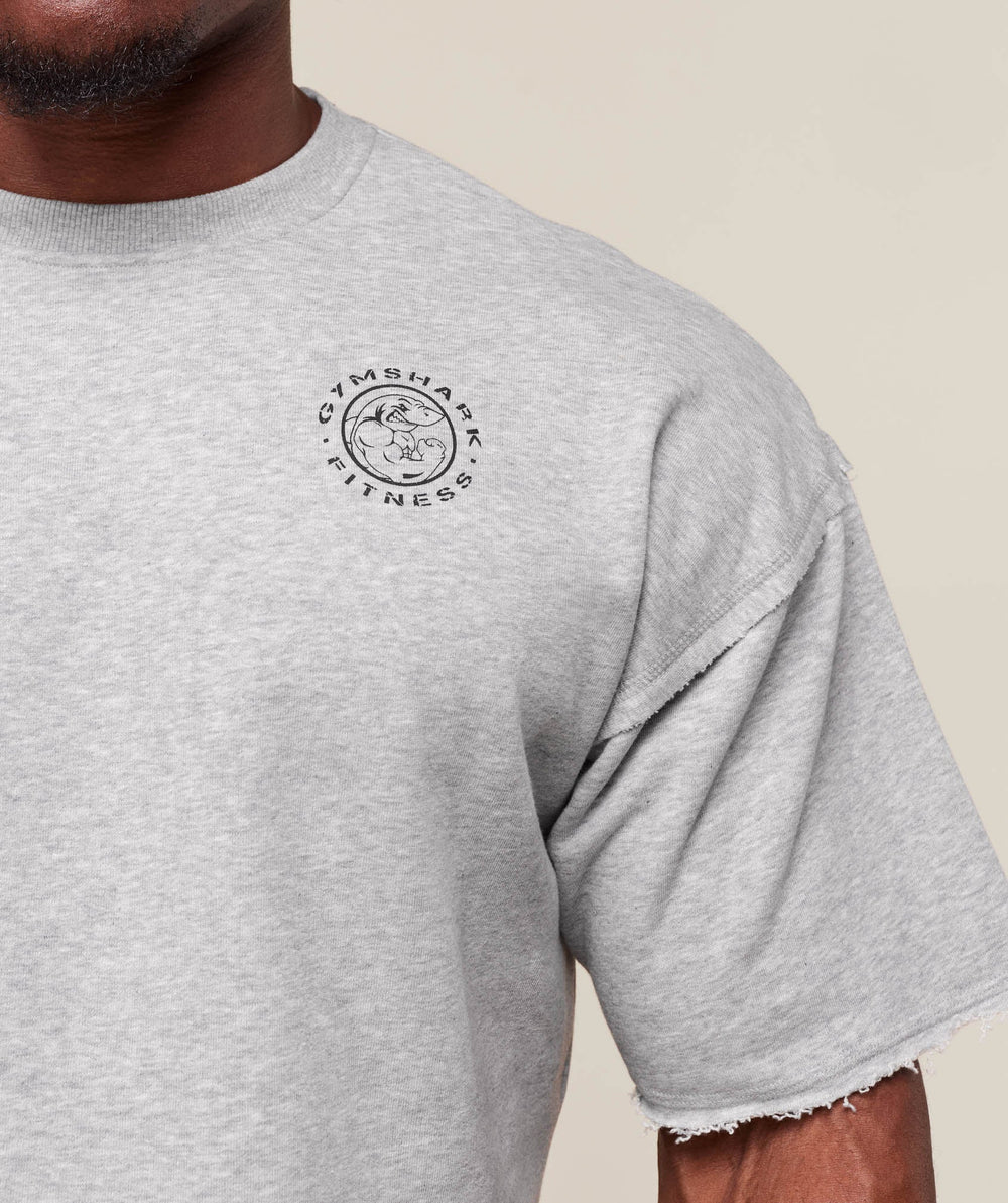 Legacy Cropped Short Sleeve Crew Light Grey Core Marl