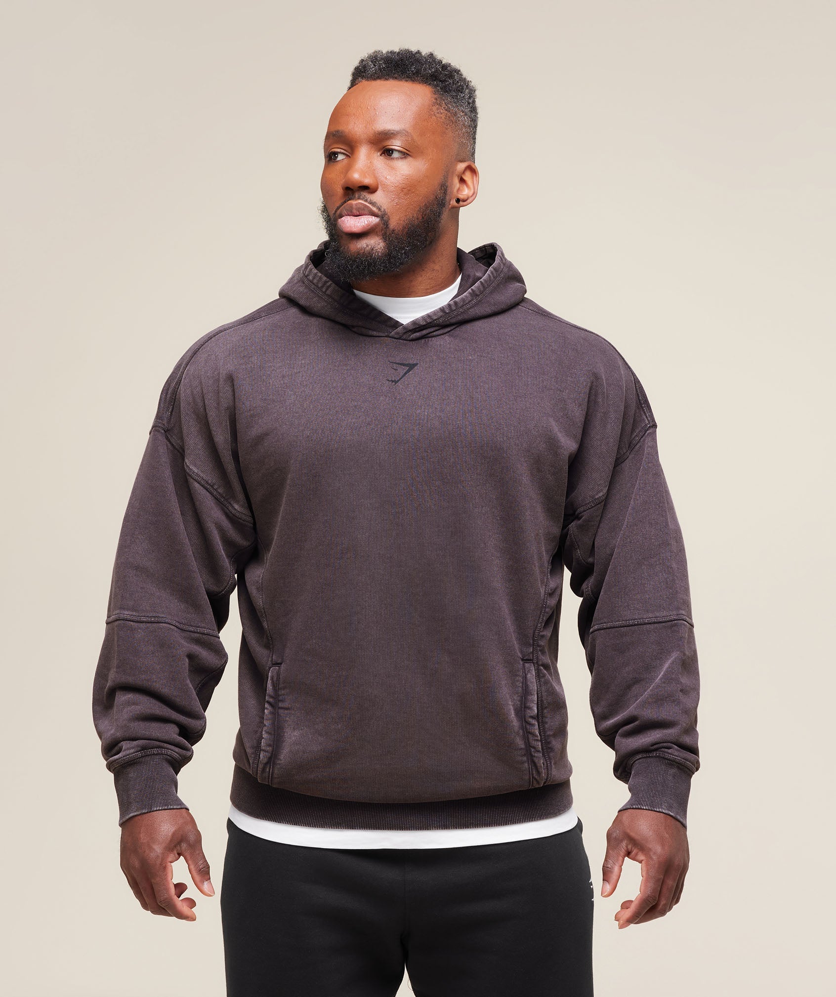Heritage Washed Hoodie Plum Brown