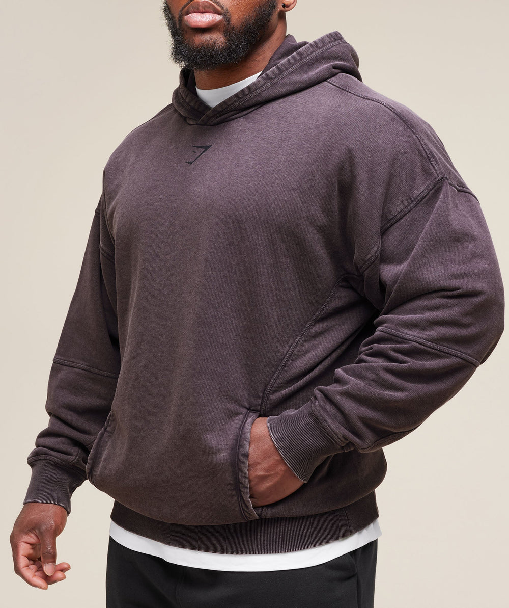 Heritage Washed Hoodie Plum Brown