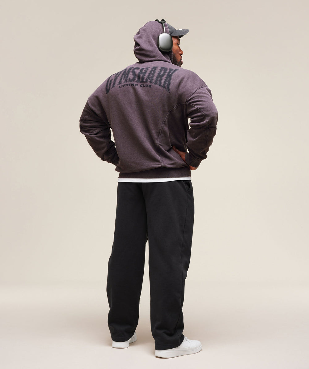 Heritage Washed Hoodie Plum Brown