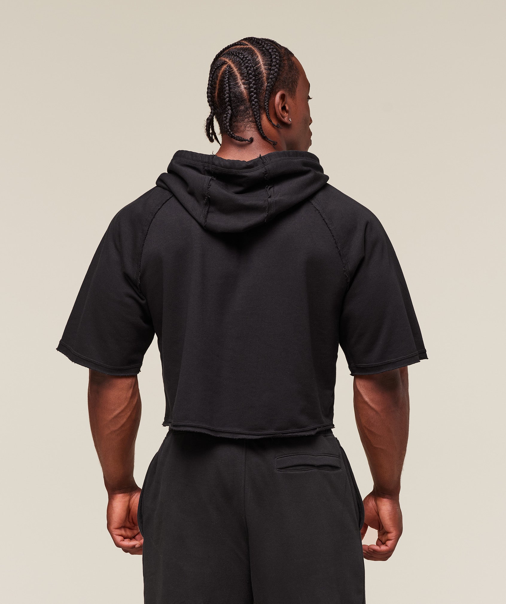 Legacy Short Sleeve Crop Hoodie Black