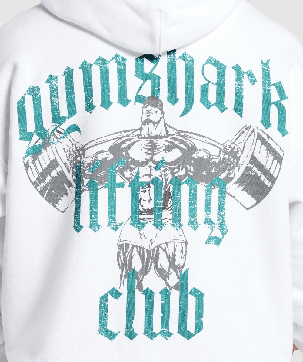 Lifting Club Hoodie White/Artificial Teal