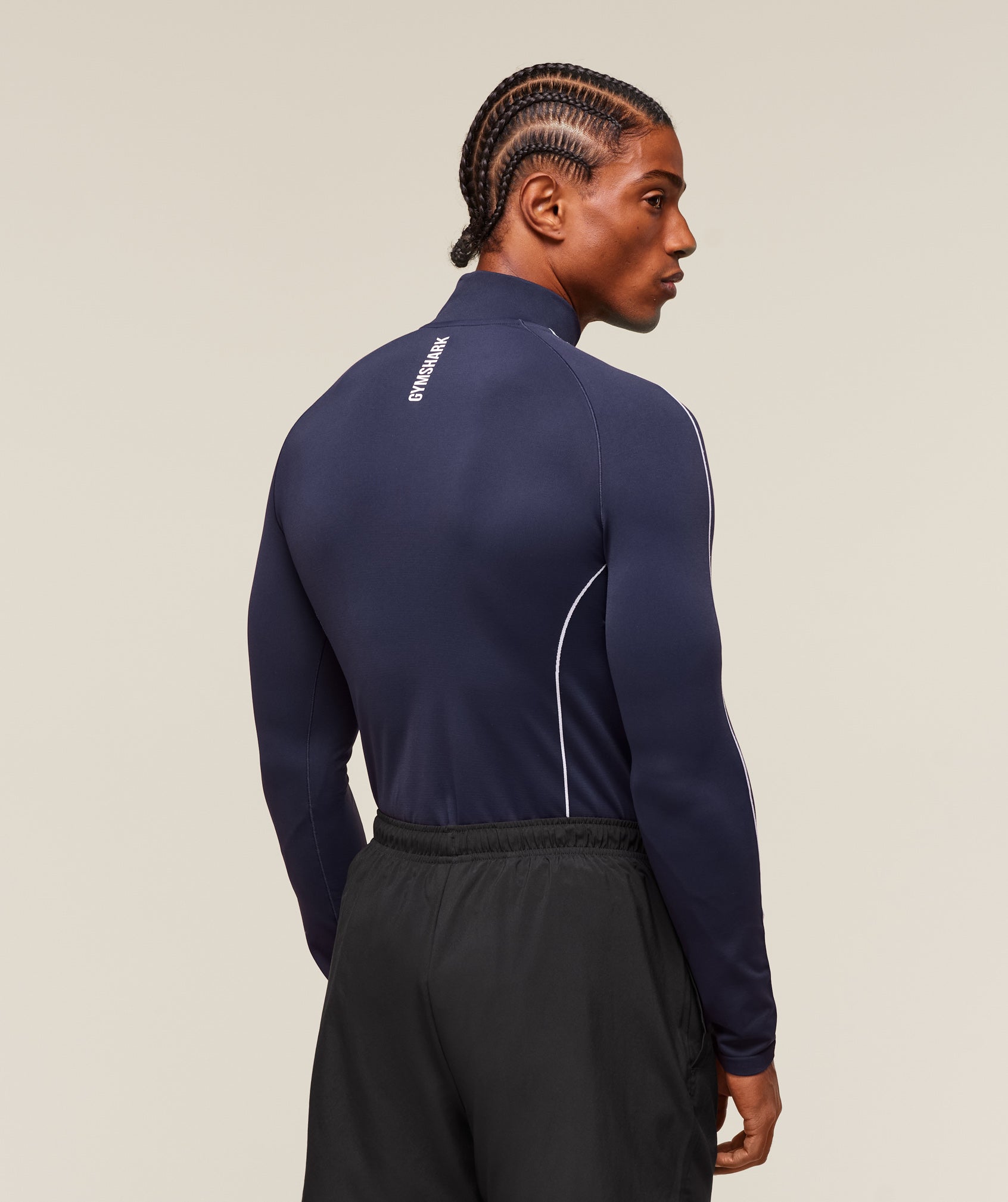 Clean Contour Seamless 1/4 Zip Heavy Blue/White
