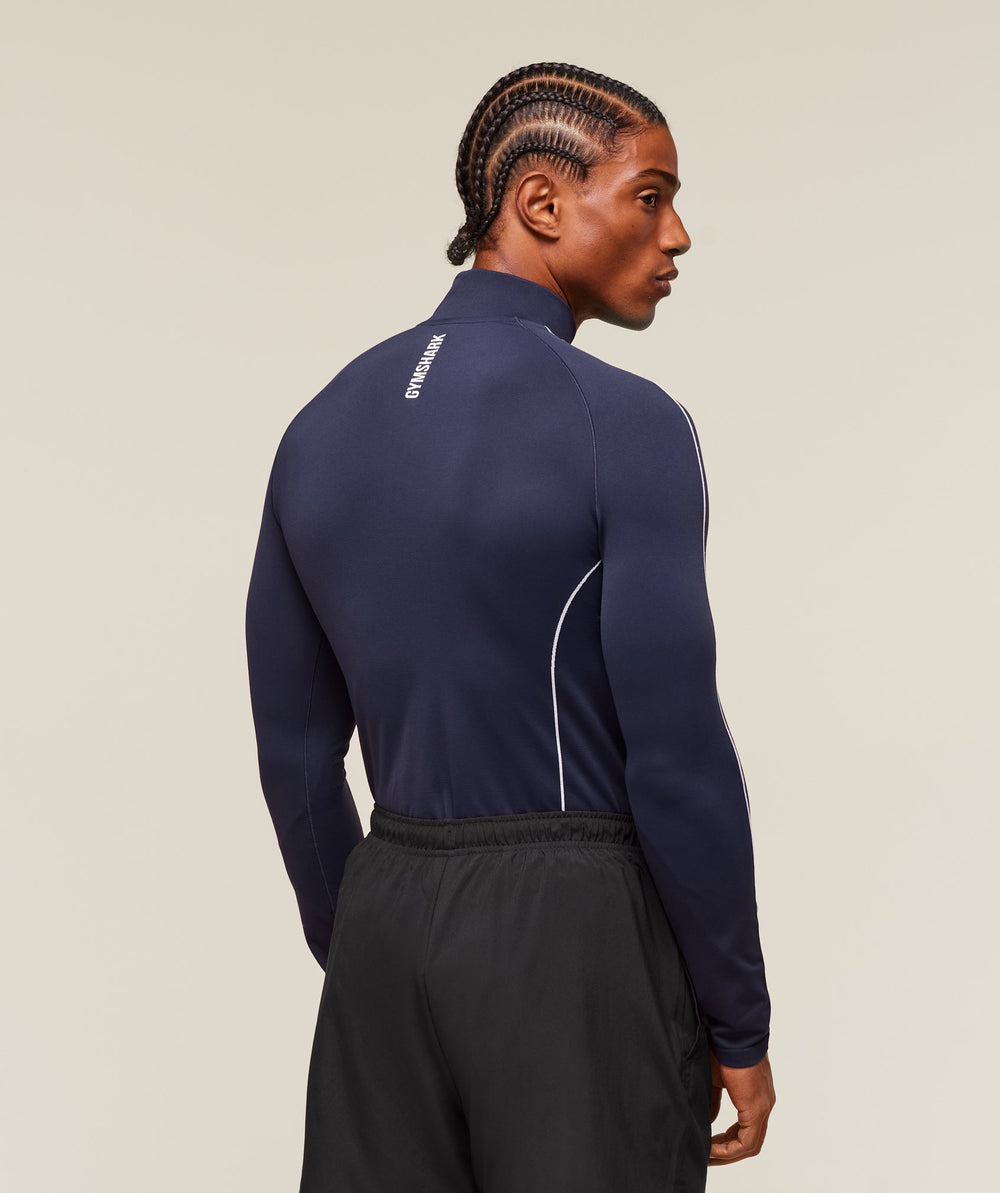 Clean Contour Seamless 1/4 Zip Heavy Blue/White