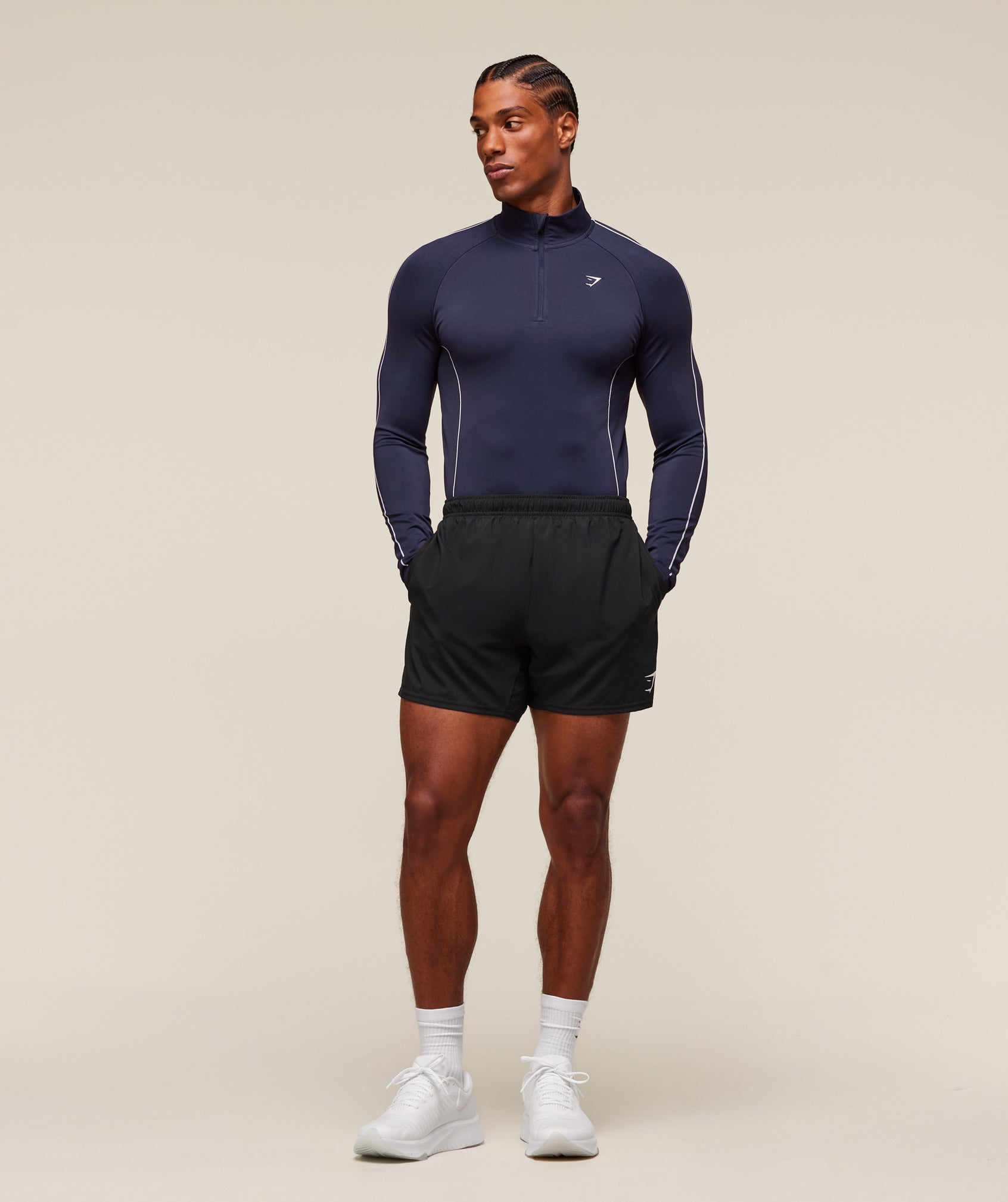 Clean Contour Seamless 1/4 Zip Heavy Blue/White