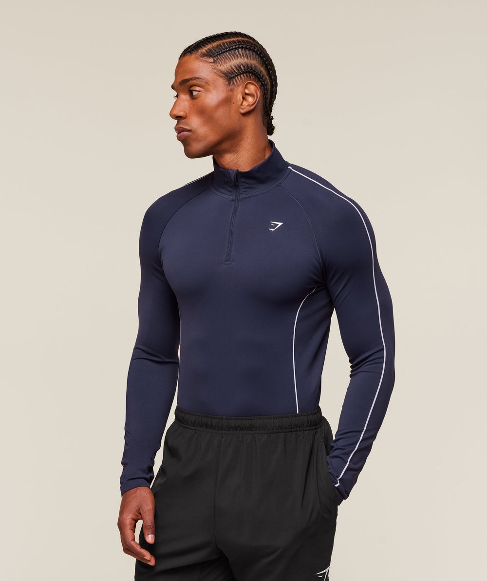 Clean Contour Seamless 1/4 Zip Heavy Blue/White