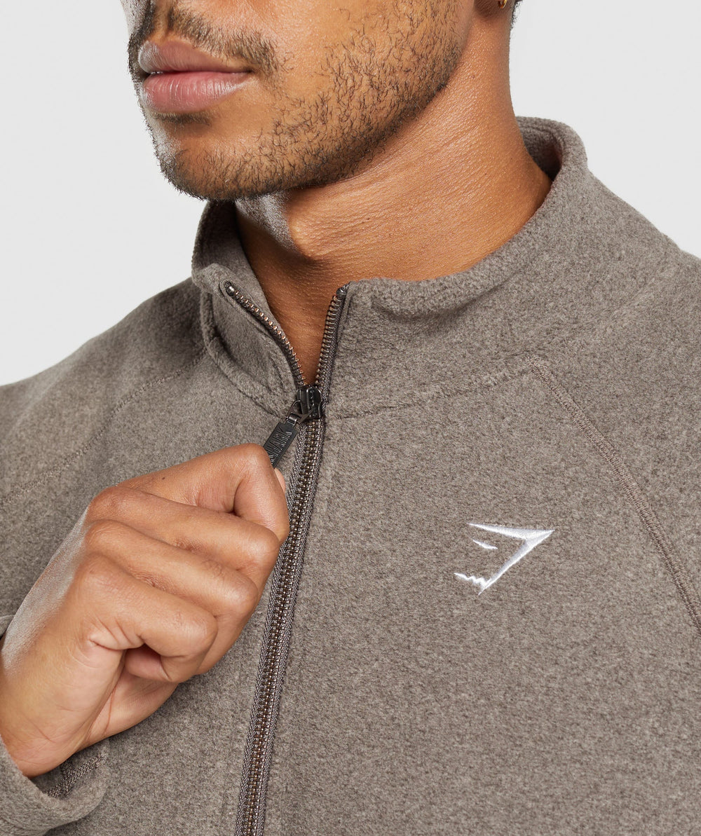 Fleece Zip Through Jacket Camo Brown/Sand Brown