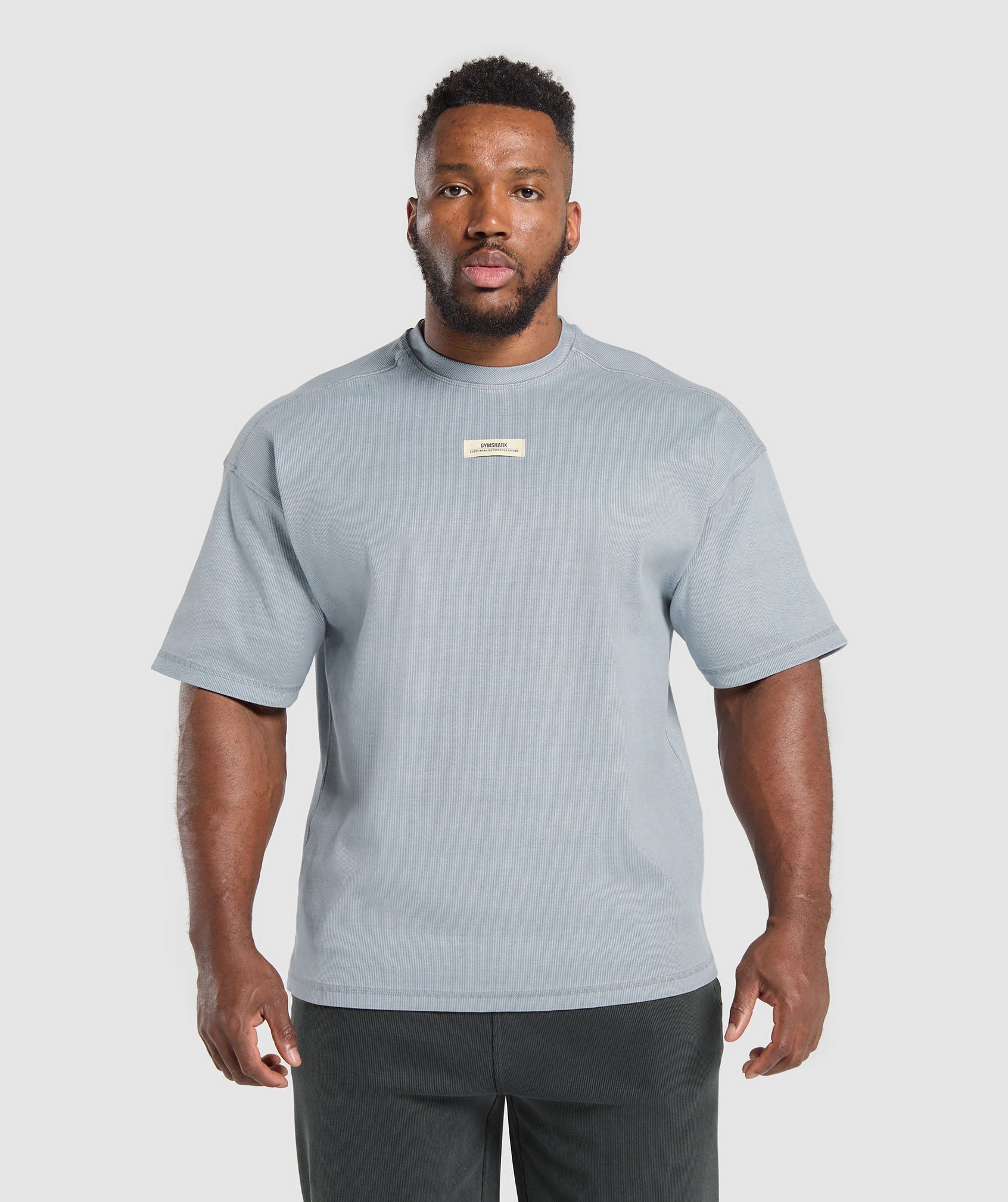Heavyweight Rib Short Sleeve Crew Denim Grey