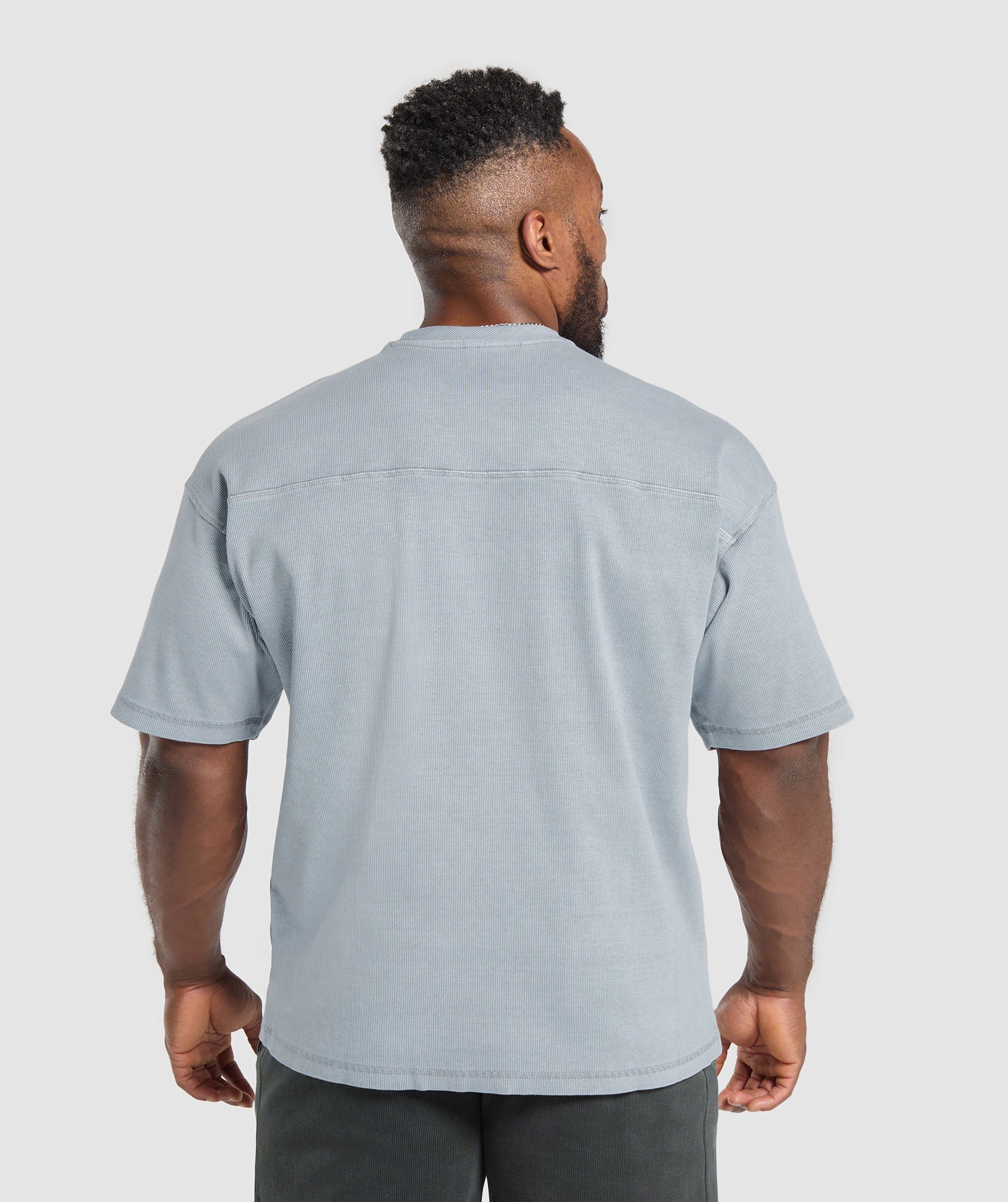 Heavyweight Rib Short Sleeve Crew Denim Grey