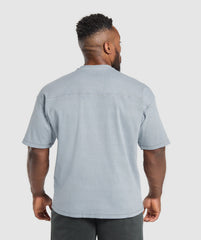 Heavyweight Rib Short Sleeve Crew Denim Grey