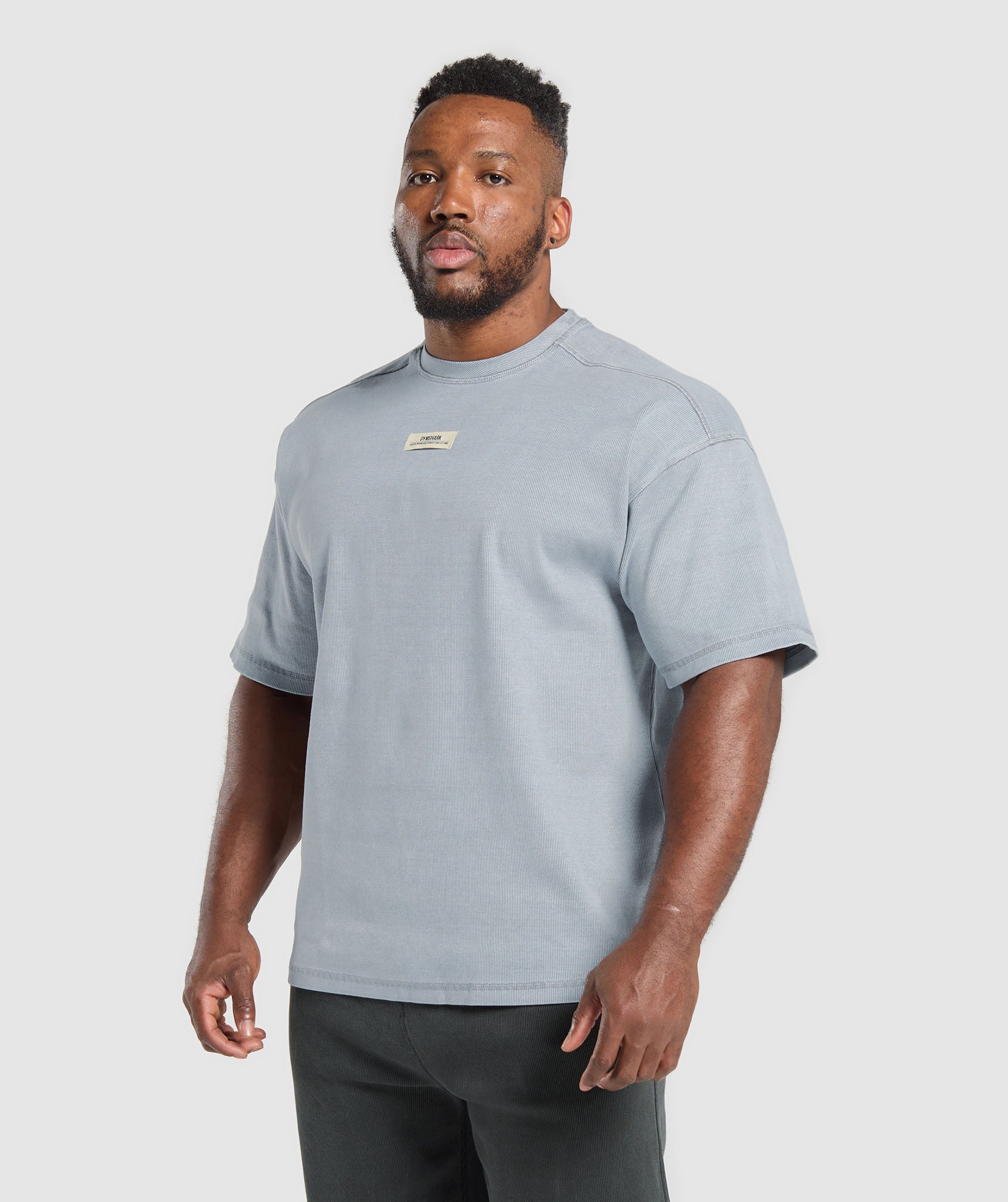 Heavyweight Rib Short Sleeve Crew Denim Grey