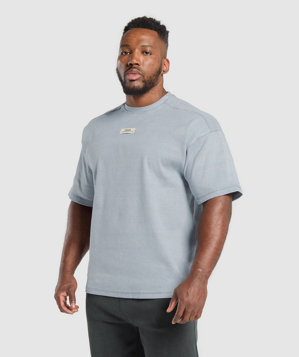 Heavyweight Rib Short Sleeve Crew Denim Grey