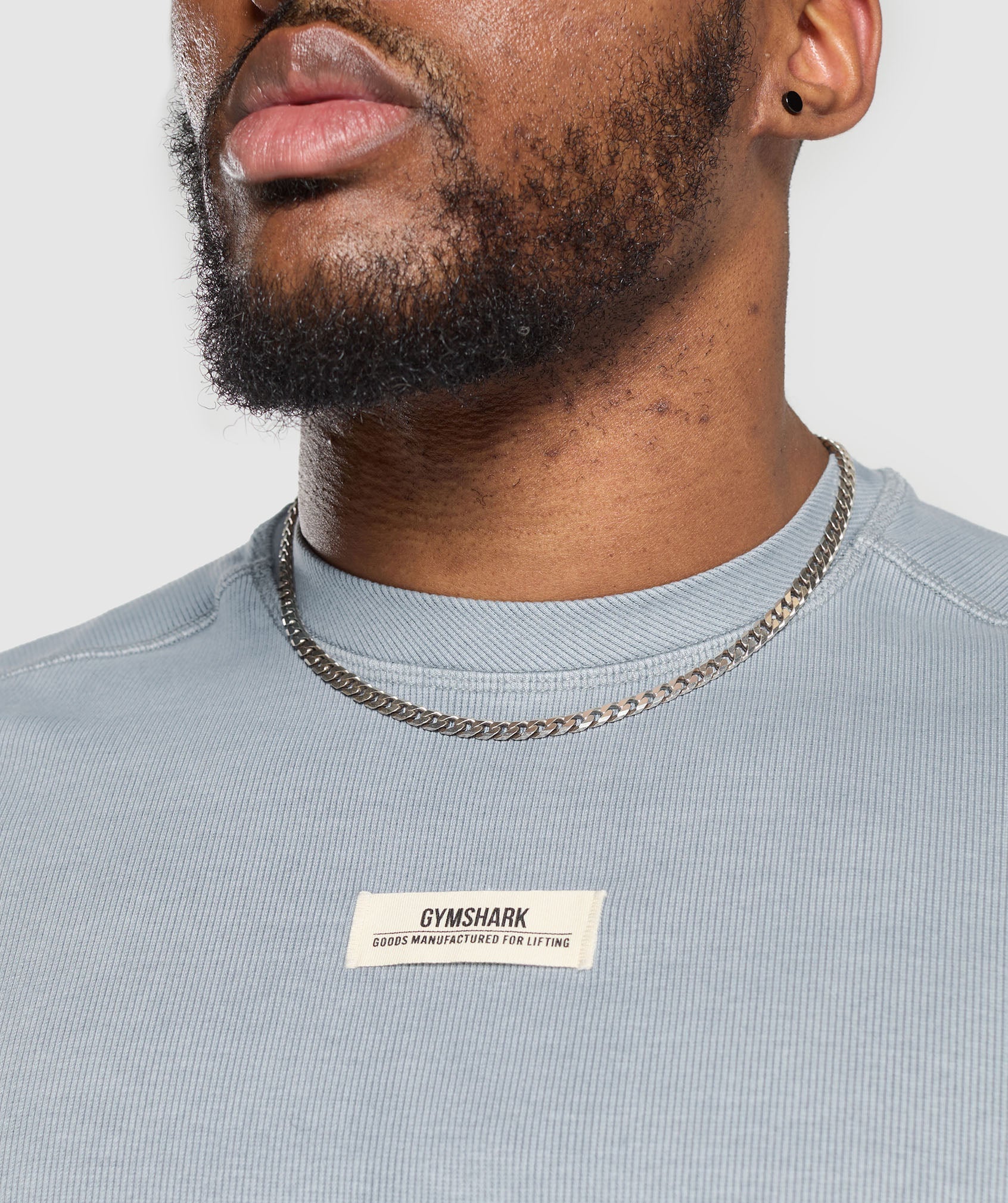 Heavyweight Rib Short Sleeve Crew Denim Grey