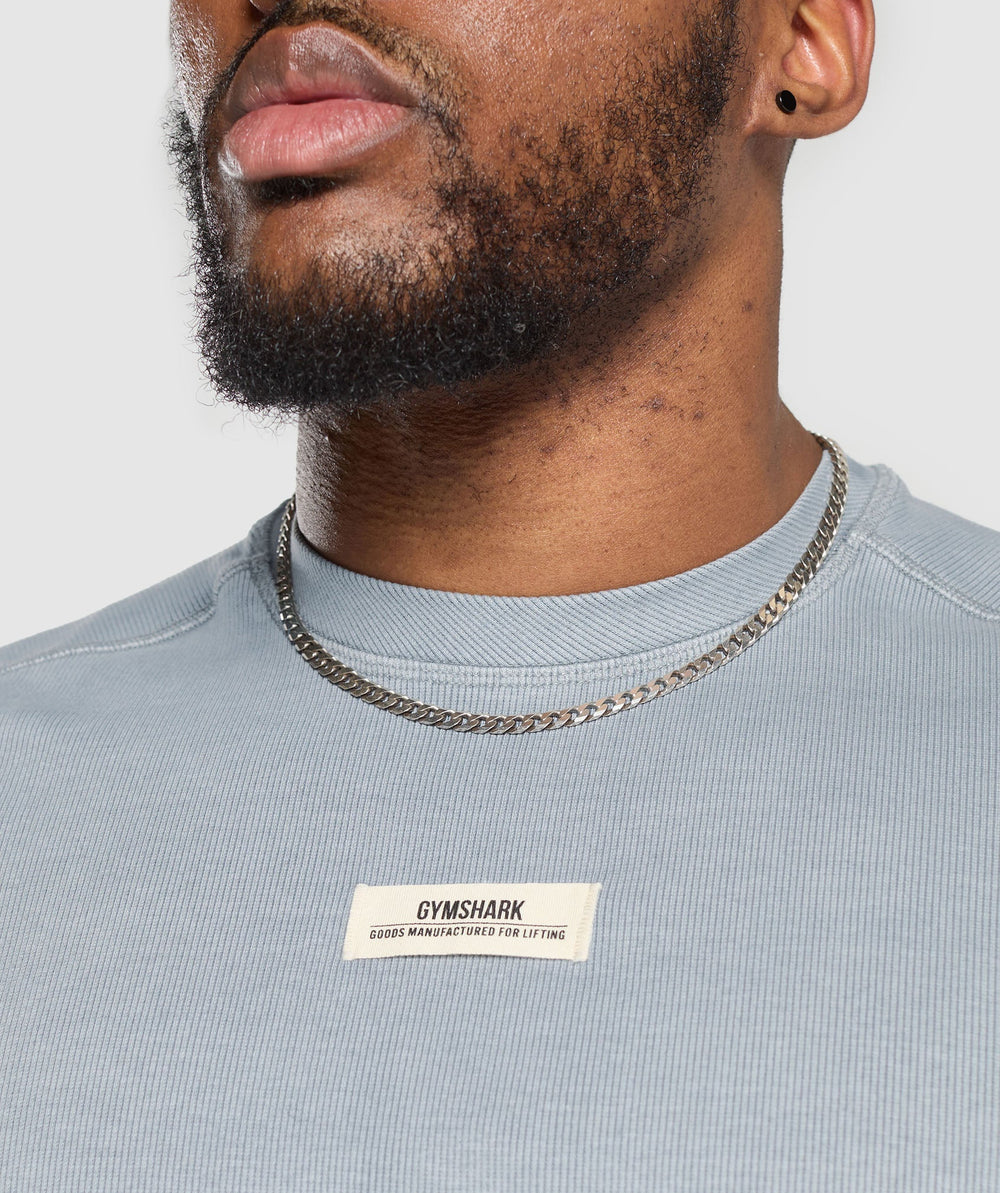 Heavyweight Rib Short Sleeve Crew Denim Grey