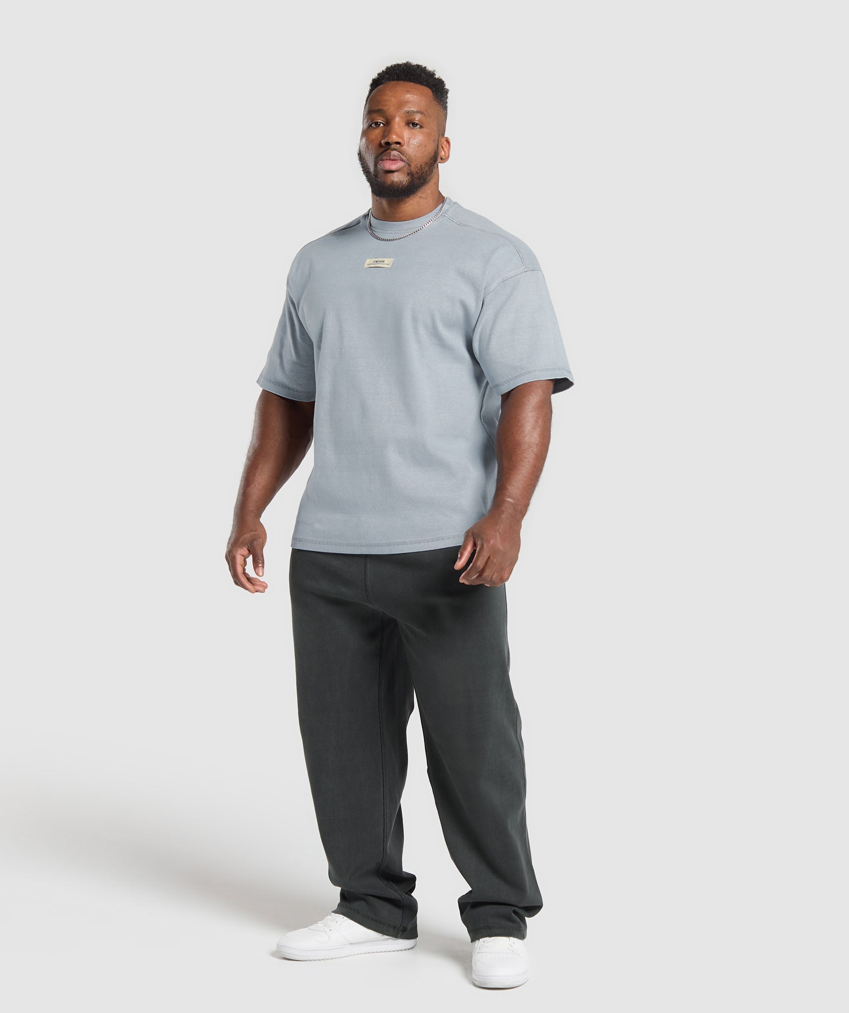 Heavyweight Rib Short Sleeve Crew Denim Grey