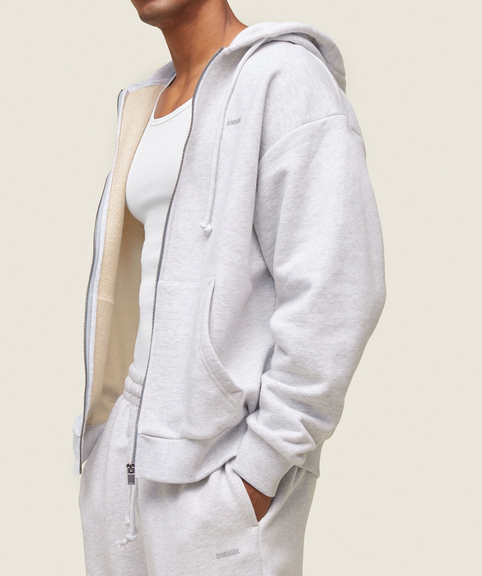 everywear Relaxed Zip Hoodie Bros Soft Grey Marl