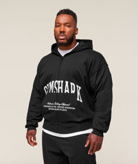 Collegiate Script Zip Up Hoodie Black/White