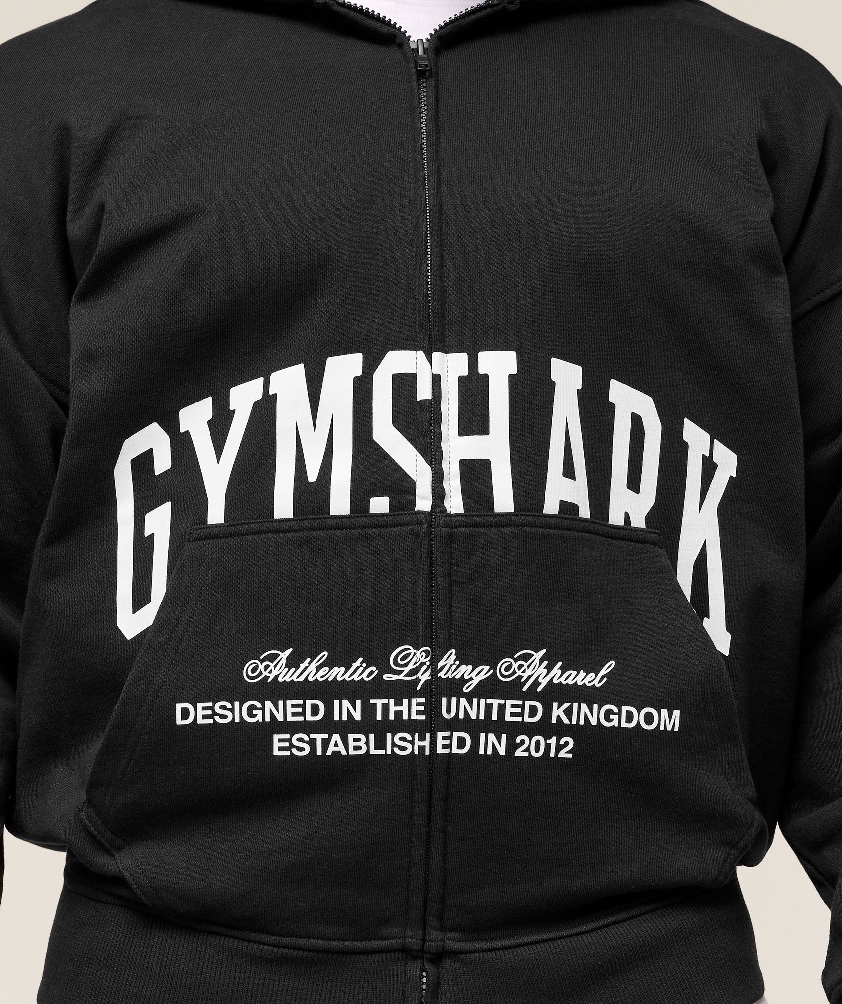 Collegiate Script Zip Up Hoodie Black/White