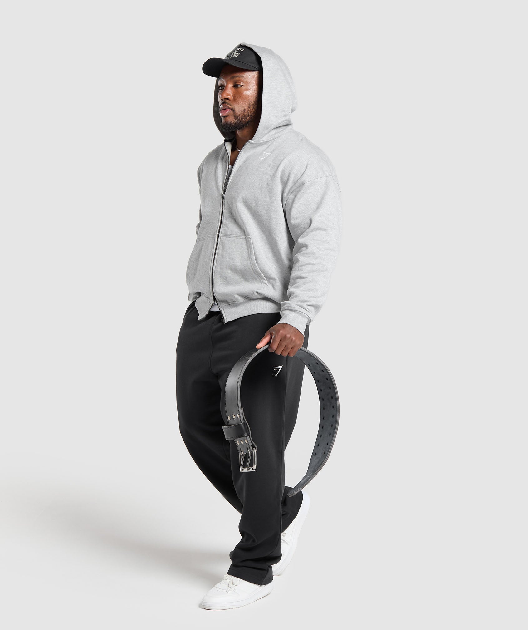 Power Zip Up Hoodie Light Grey Core Marl