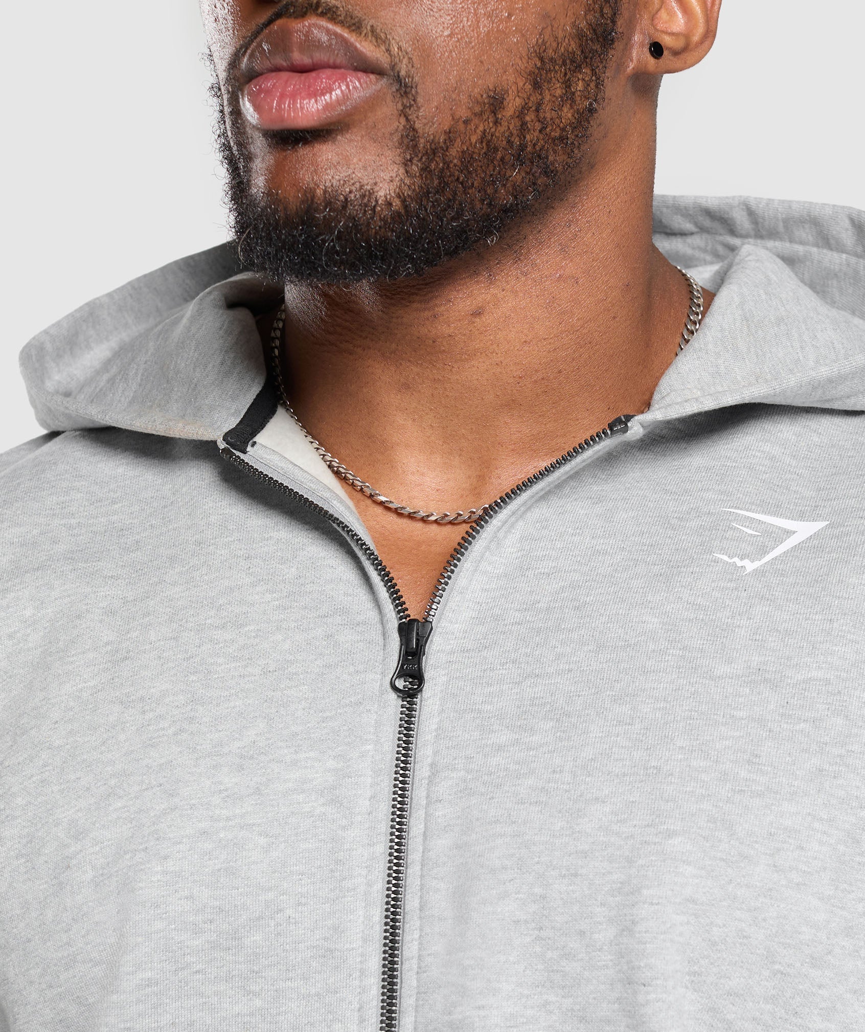 Power Zip Up Hoodie Light Grey Core Marl