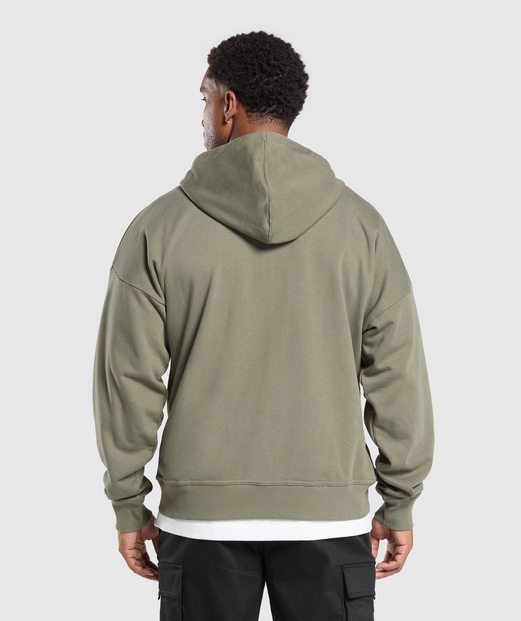 Crest Oversized Zip Up Hoodie Base Green