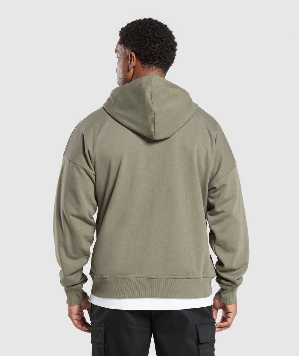 Crest Oversized Zip Up Hoodie Base Green