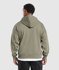 Crest Oversized Zip Up Hoodie Base Green