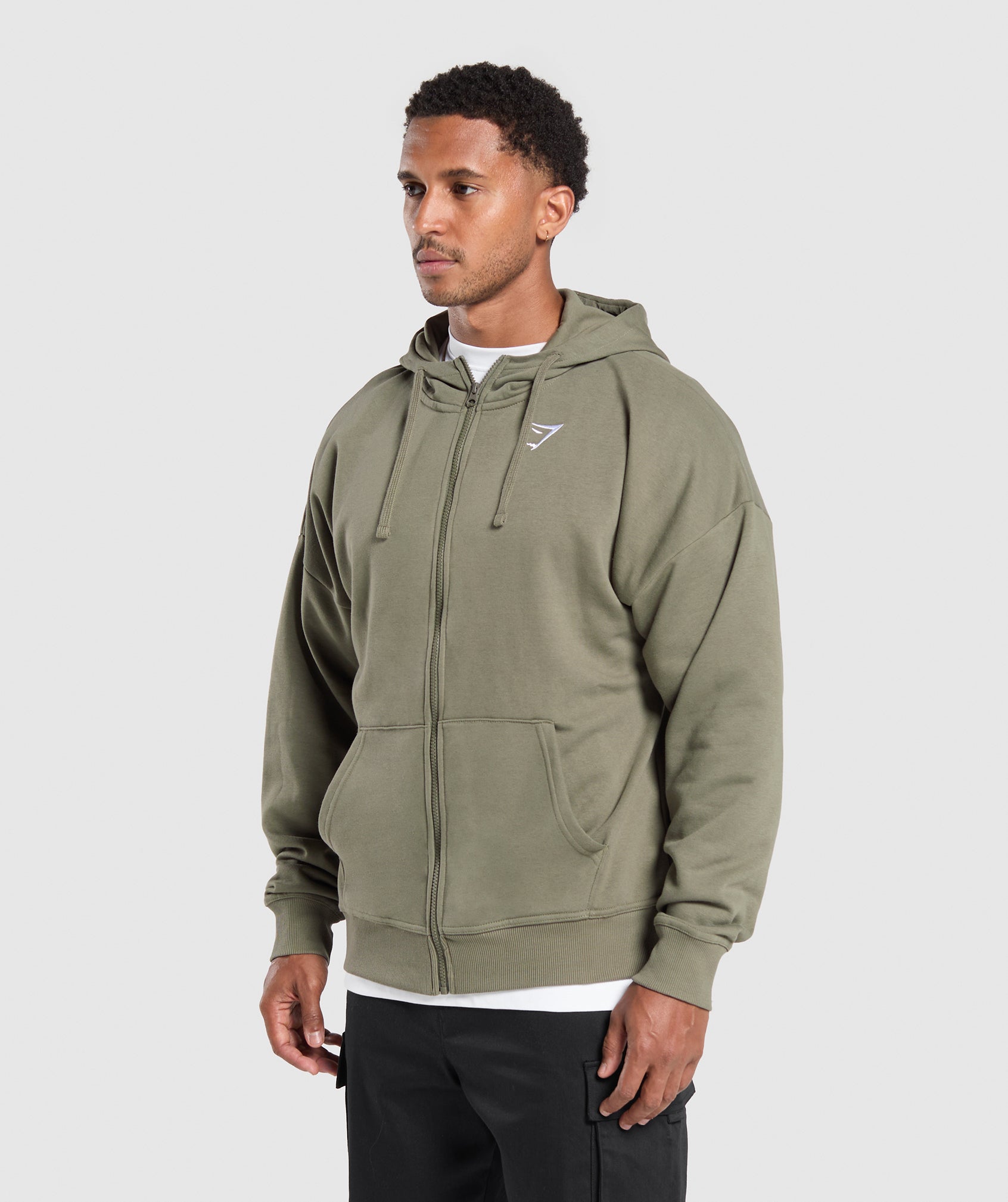 Crest Oversized Zip Up Hoodie Base Green