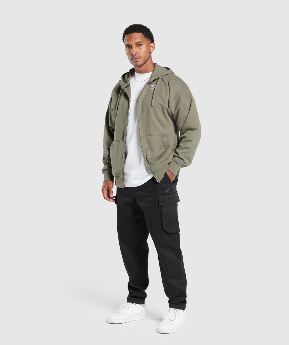 Crest Oversized Zip Up Hoodie Base Green