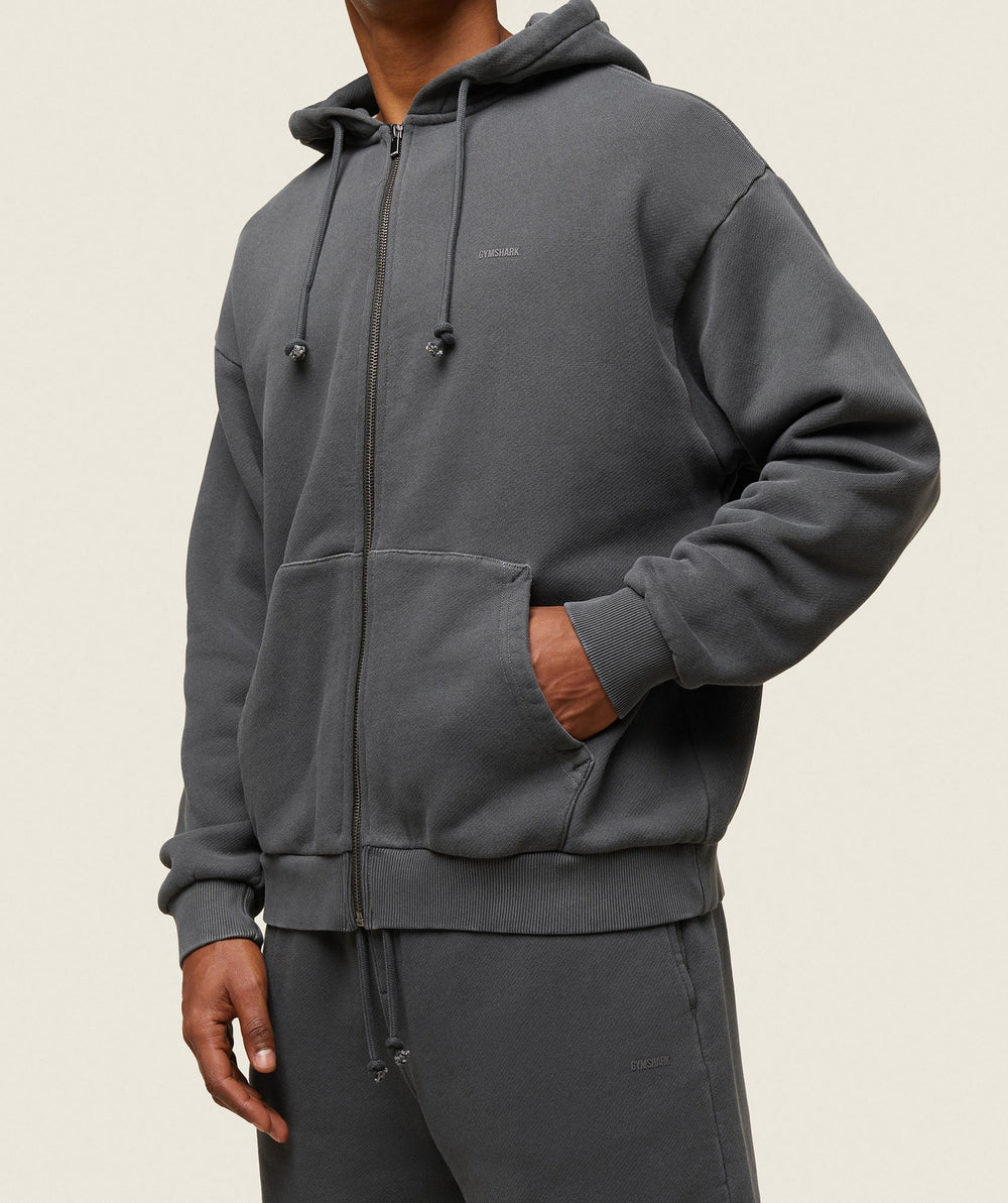 everywear Relaxed Zip Hoodie Black