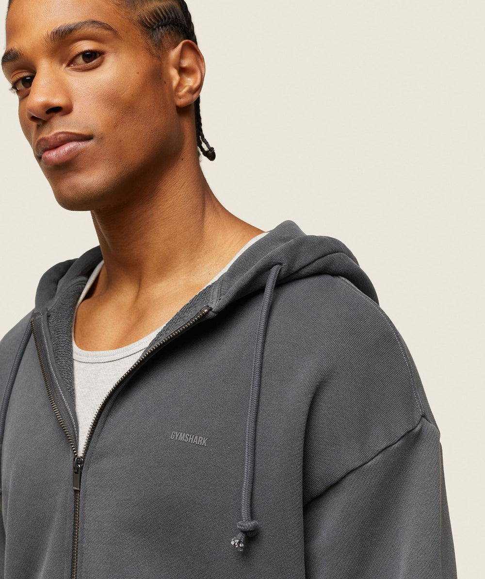 everywear Relaxed Zip Hoodie Black