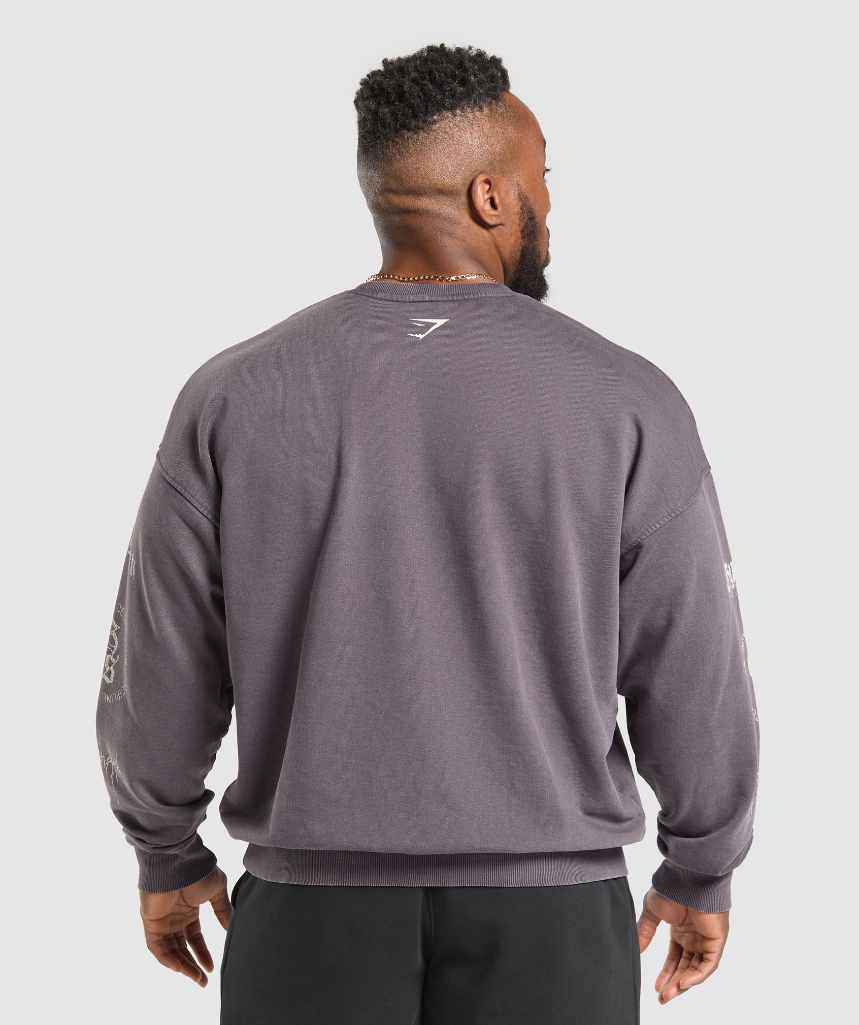 Distressed Graphic Crew Brushed Purple Acid Wash