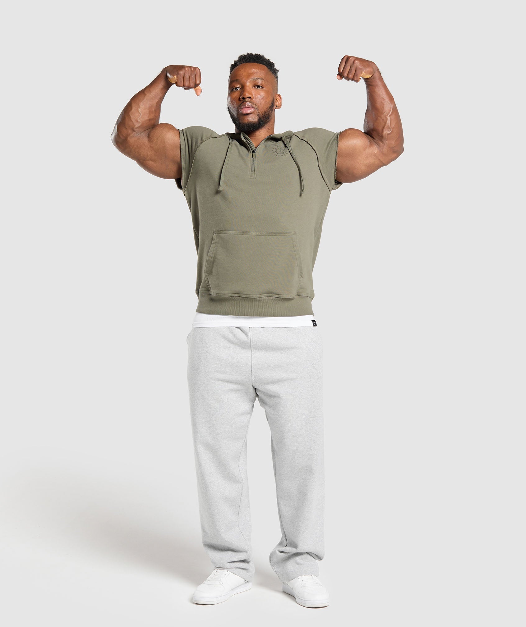 Legacy 1/4 Zip Cap Sleeve Hoodie Base Green