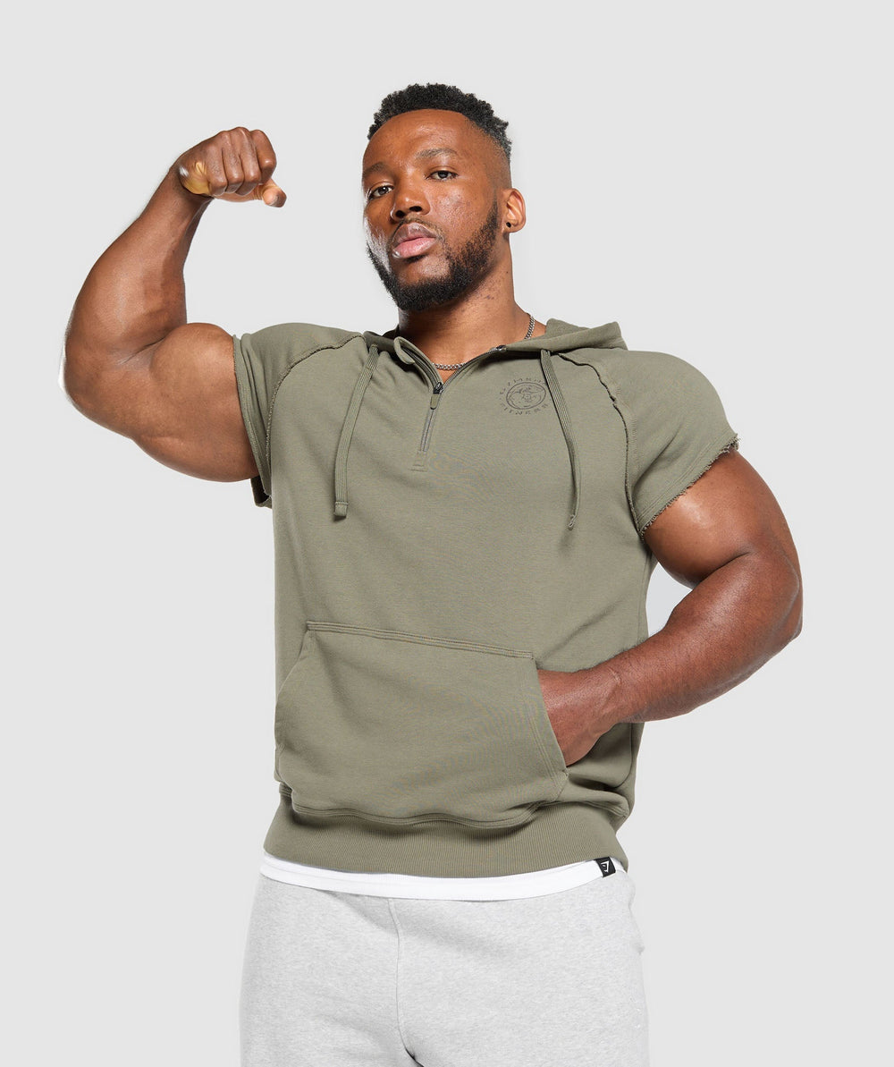 Legacy 1/4 Zip Cap Sleeve Hoodie Base Green