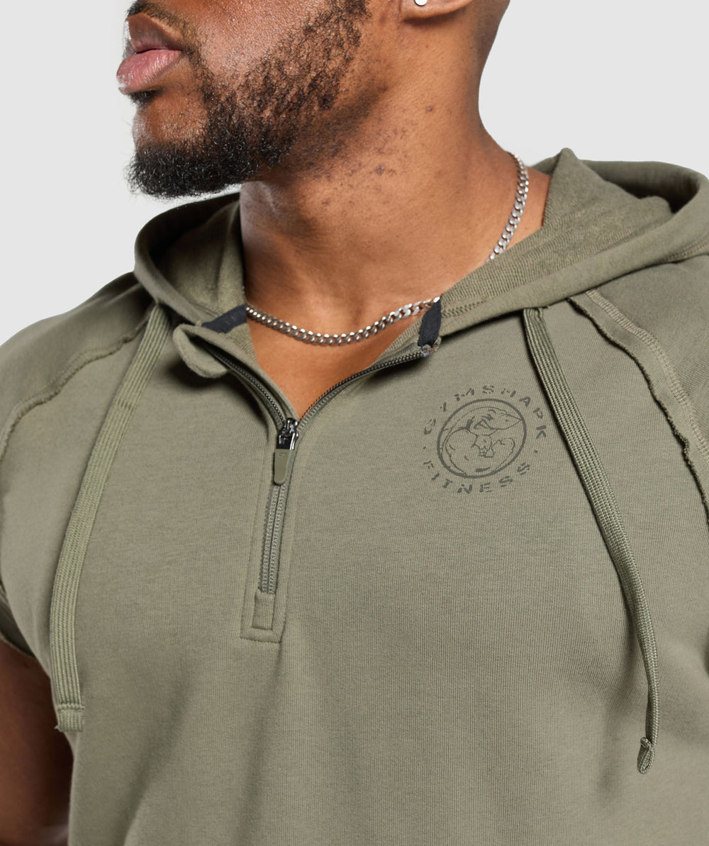 Legacy 1/4 Zip Cap Sleeve Hoodie Base Green