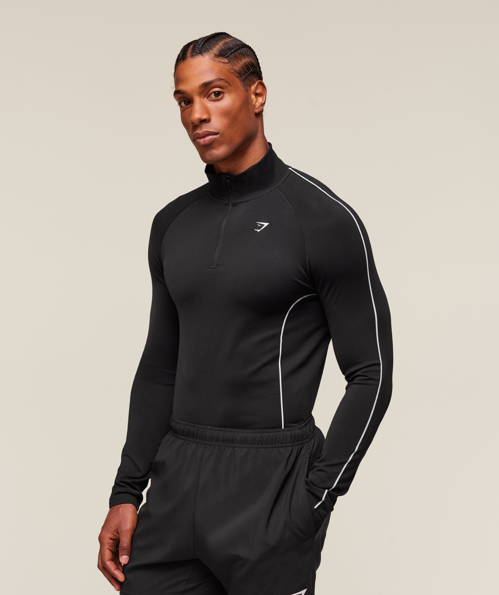 Clean Contour Seamless 1/4 Zip Black/White