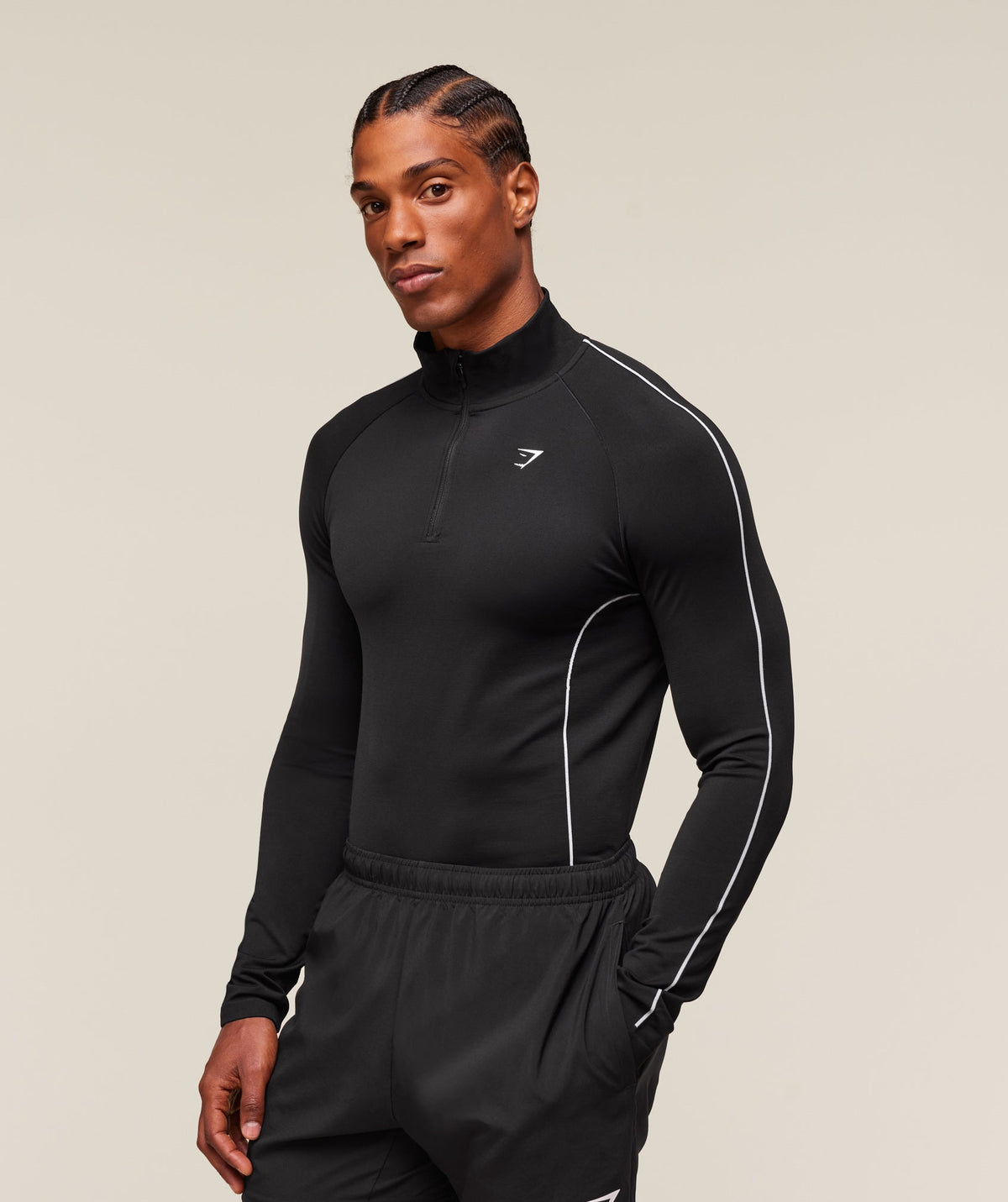 Clean Contour Seamless 1/4 Zip Black/White