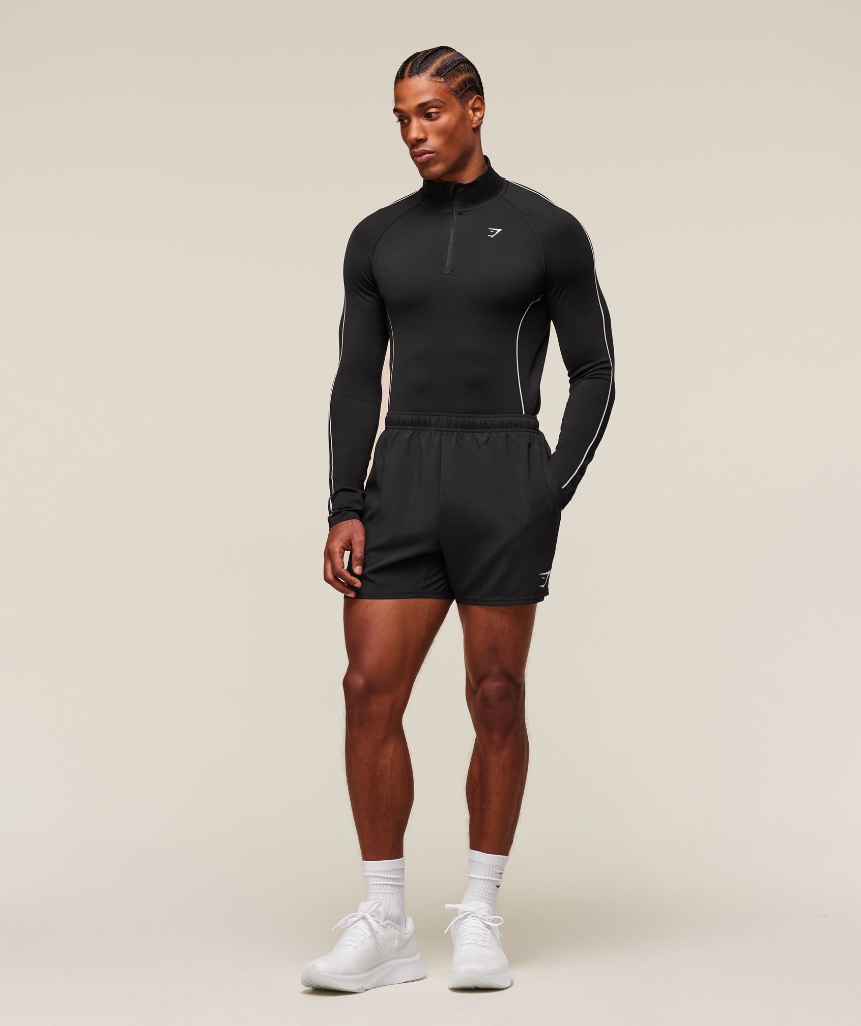 Clean Contour Seamless 1/4 Zip Black/White