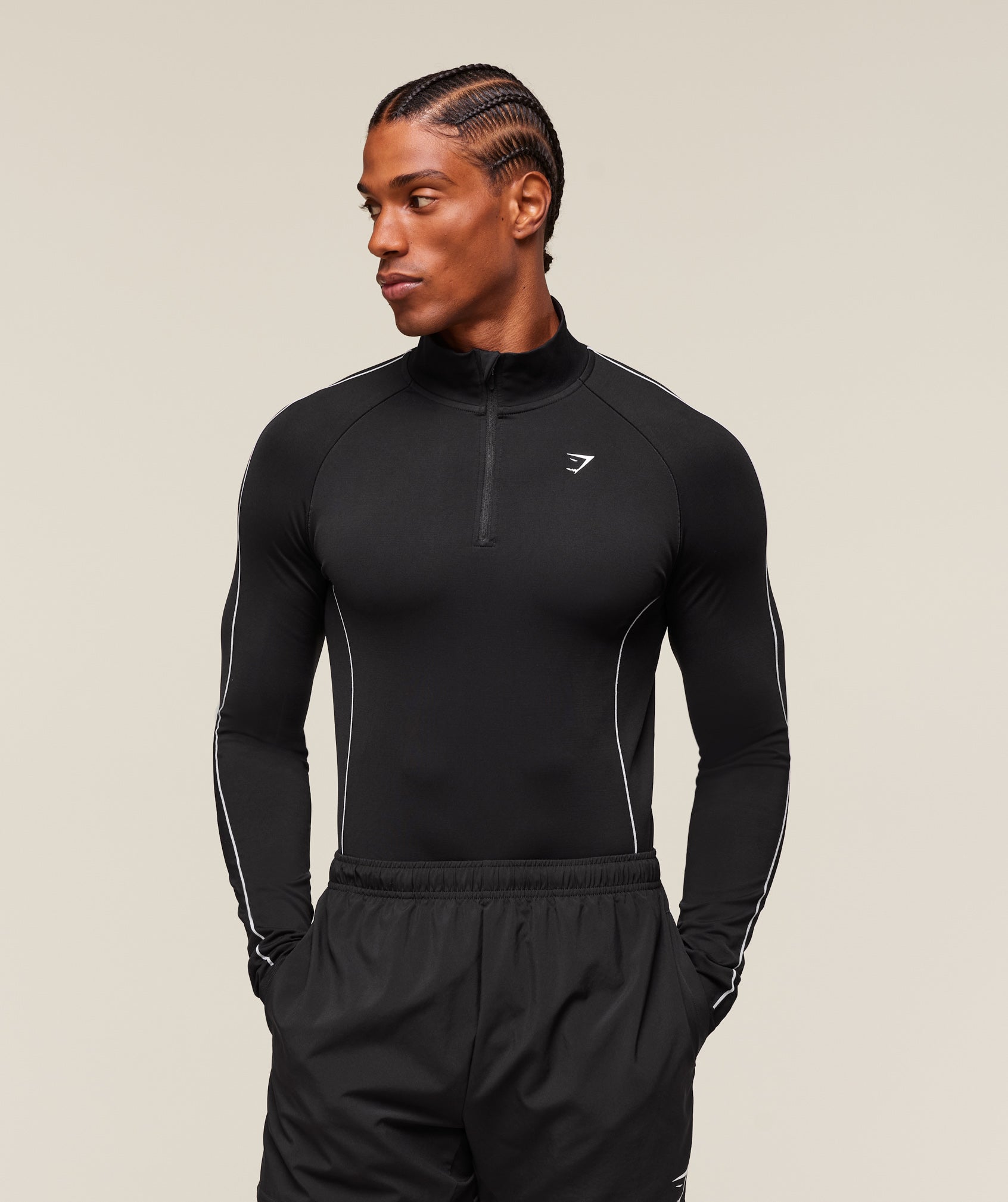 Clean Contour Seamless 1/4 Zip Black/White