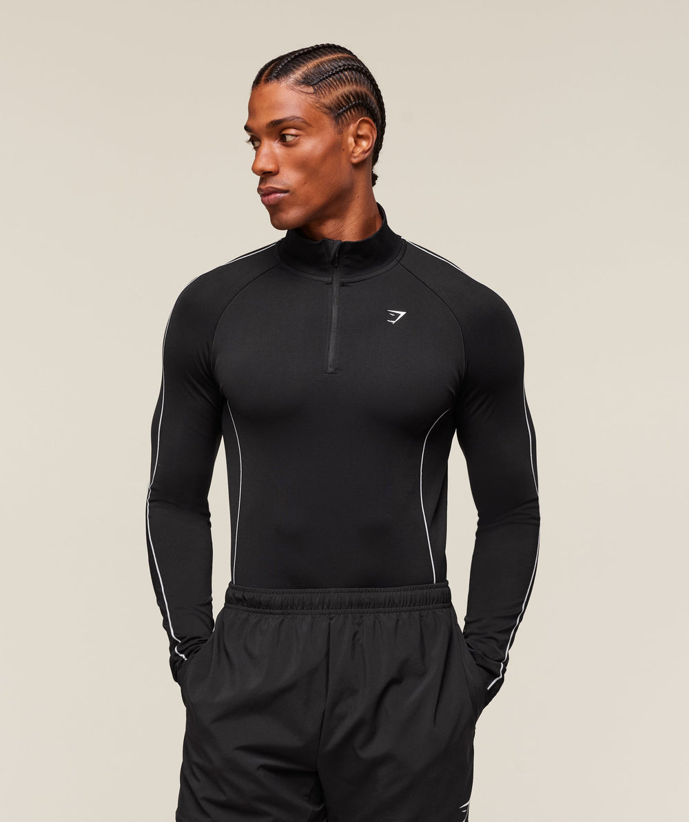 Clean Contour Seamless 1/4 Zip Black/White