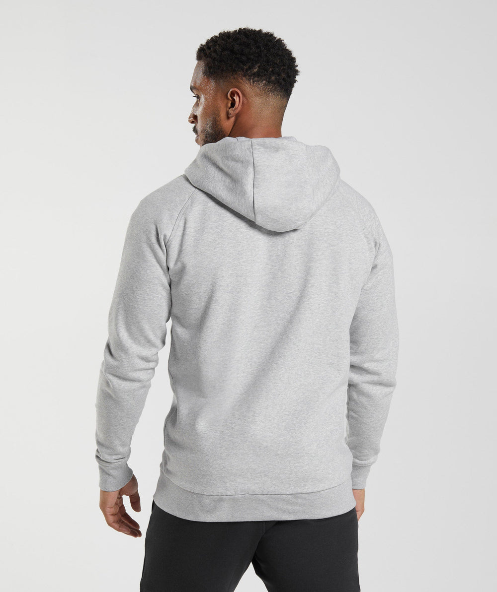 Crest Zip Up Hoodie Light Grey Marl