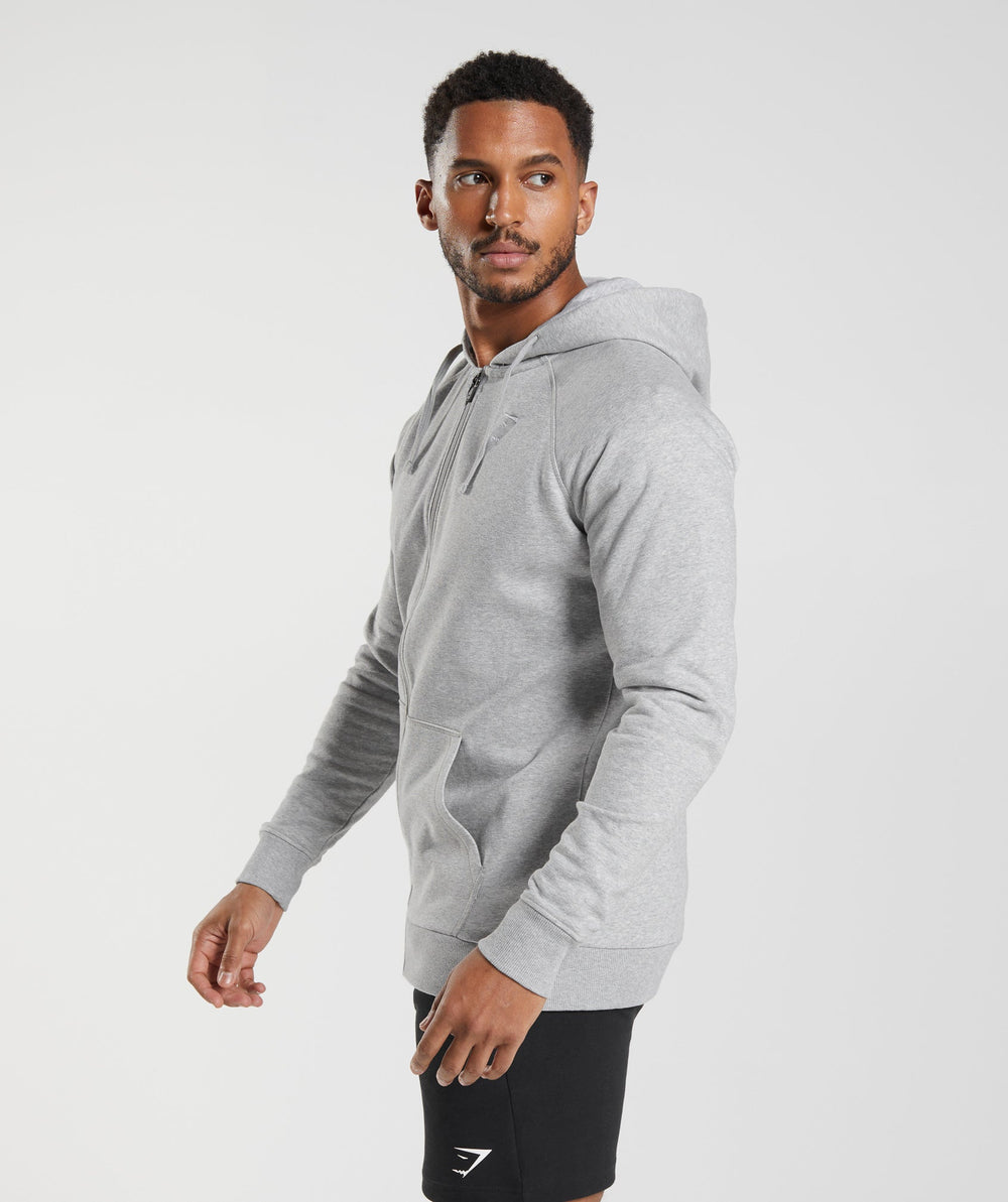 Crest Zip Up Hoodie Light Grey Marl