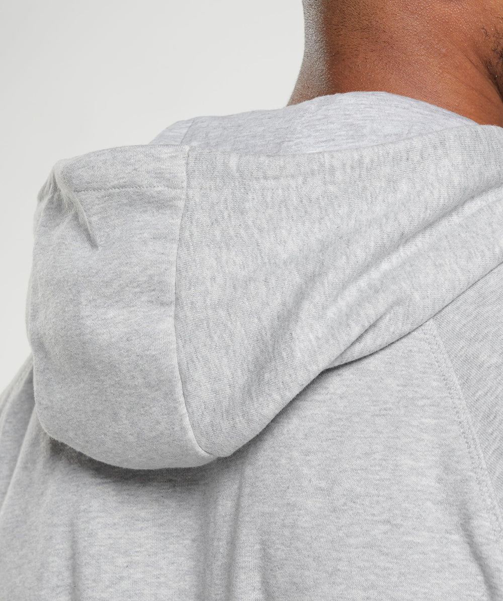 Crest Zip Up Hoodie Light Grey Marl