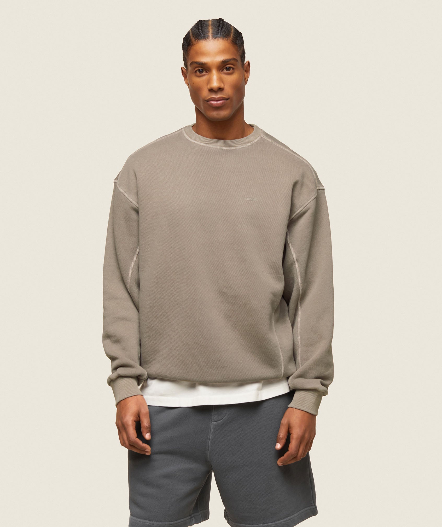 everywear Relaxed Stitch Sweatshirt Linen Brown