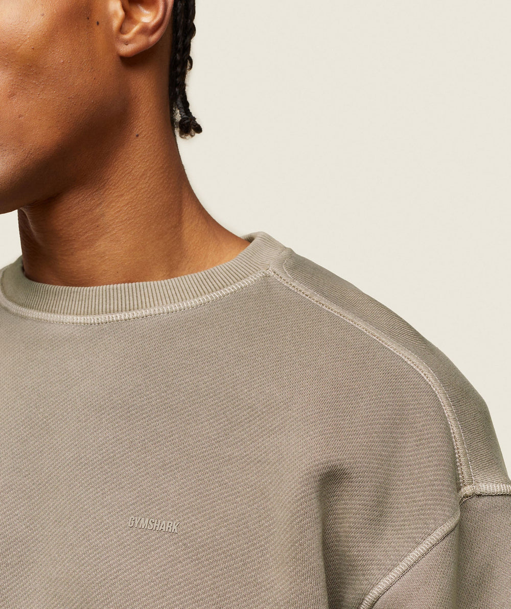 everywear Relaxed Stitch Sweatshirt Linen Brown