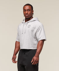 Legacy Short Sleeve Crop Hoodie Light Grey Core Marl