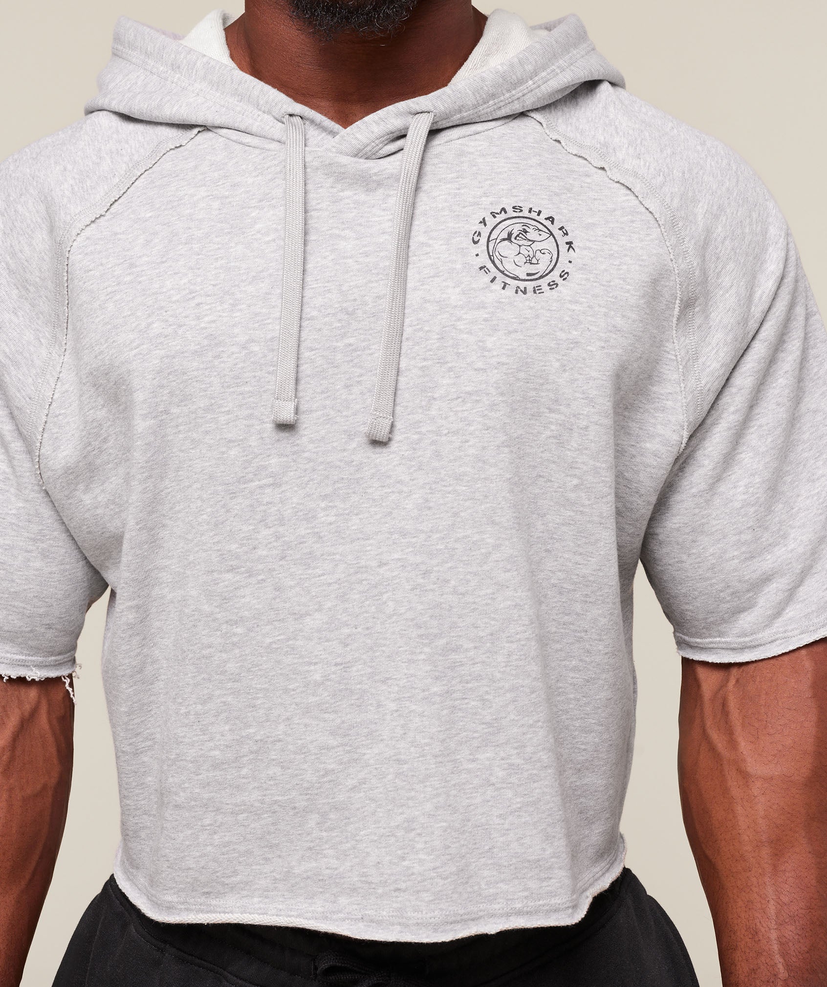 Legacy Short Sleeve Crop Hoodie Light Grey Core Marl
