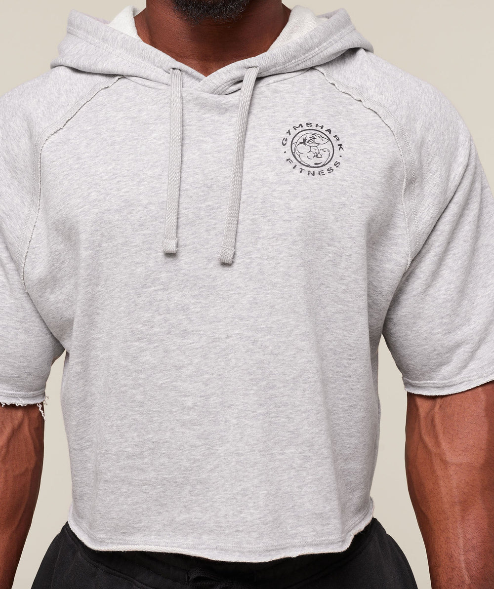 Legacy Short Sleeve Crop Hoodie Light Grey Core Marl