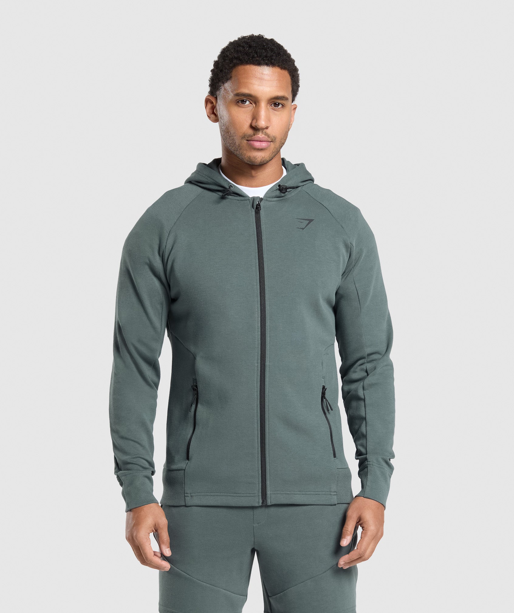 Interlock Tech Zip Up Hoodie Slate Teal